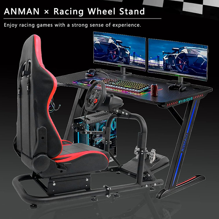 Anman Racing Simulator Cockpit With Red Racing Seat Fits Logitech  G27/G29/G920/G923 Thrustmaster Fanatec Adjustable Steering Wheel And Pedal  Racing